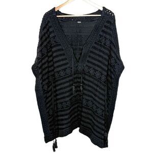 Sea Gypsies Swimsuit Cover Up in Embroidered Black - OS